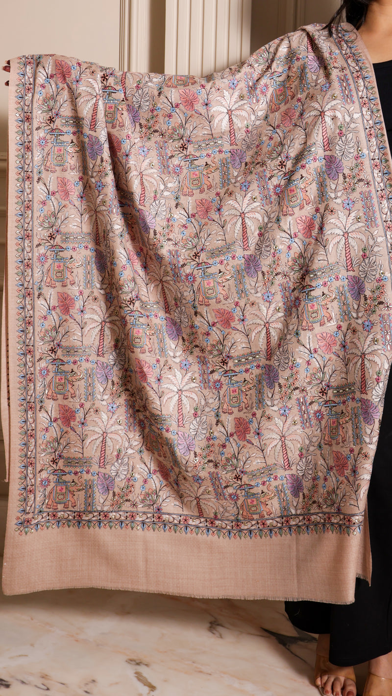 Pure Fine Wool Sozni Embroidery shawl