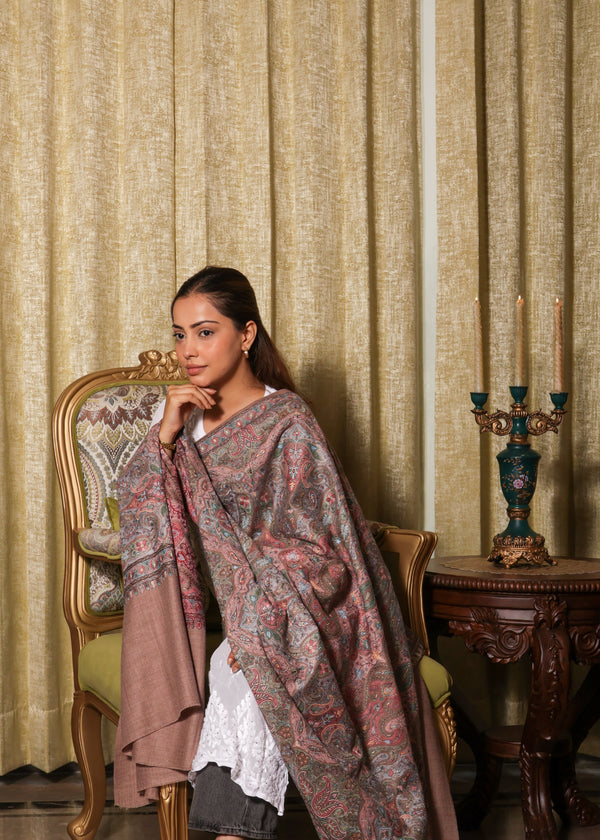 Pure Finewool Mehraab Kashmiri Sozni Embroidery Shawl