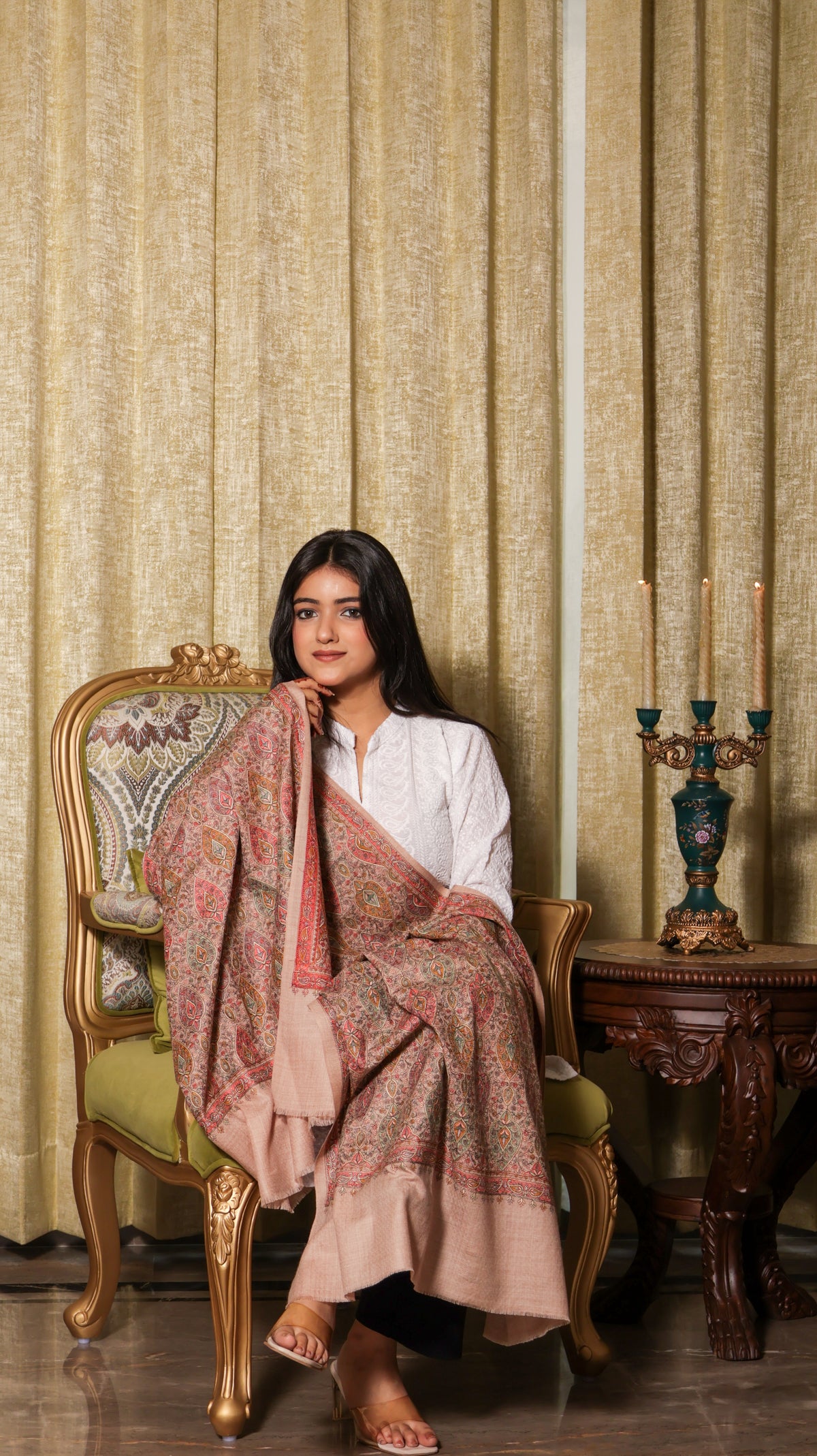 100% Finewool Sozni Embroidery Shawl