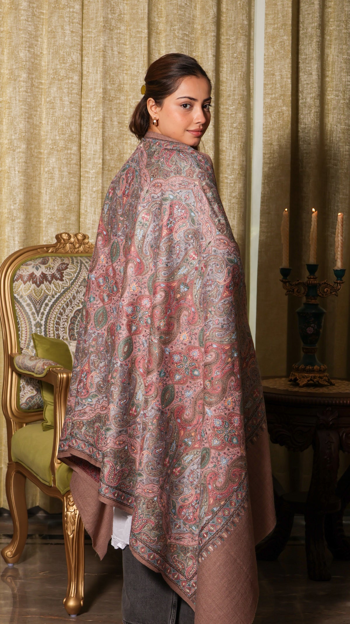 Pure Finewool Mehraab Kashmiri Sozni Embroidery Shawl