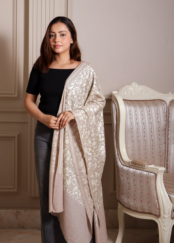 Finewool Nalki Tonal Embroidery Jaal Stole