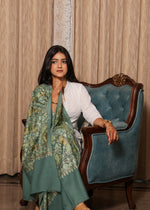 100% Pure wool 2 Leaf Floral jama Embroidery Stole