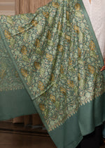100% Pure wool 2 Leaf Floral jama Embroidery Stole