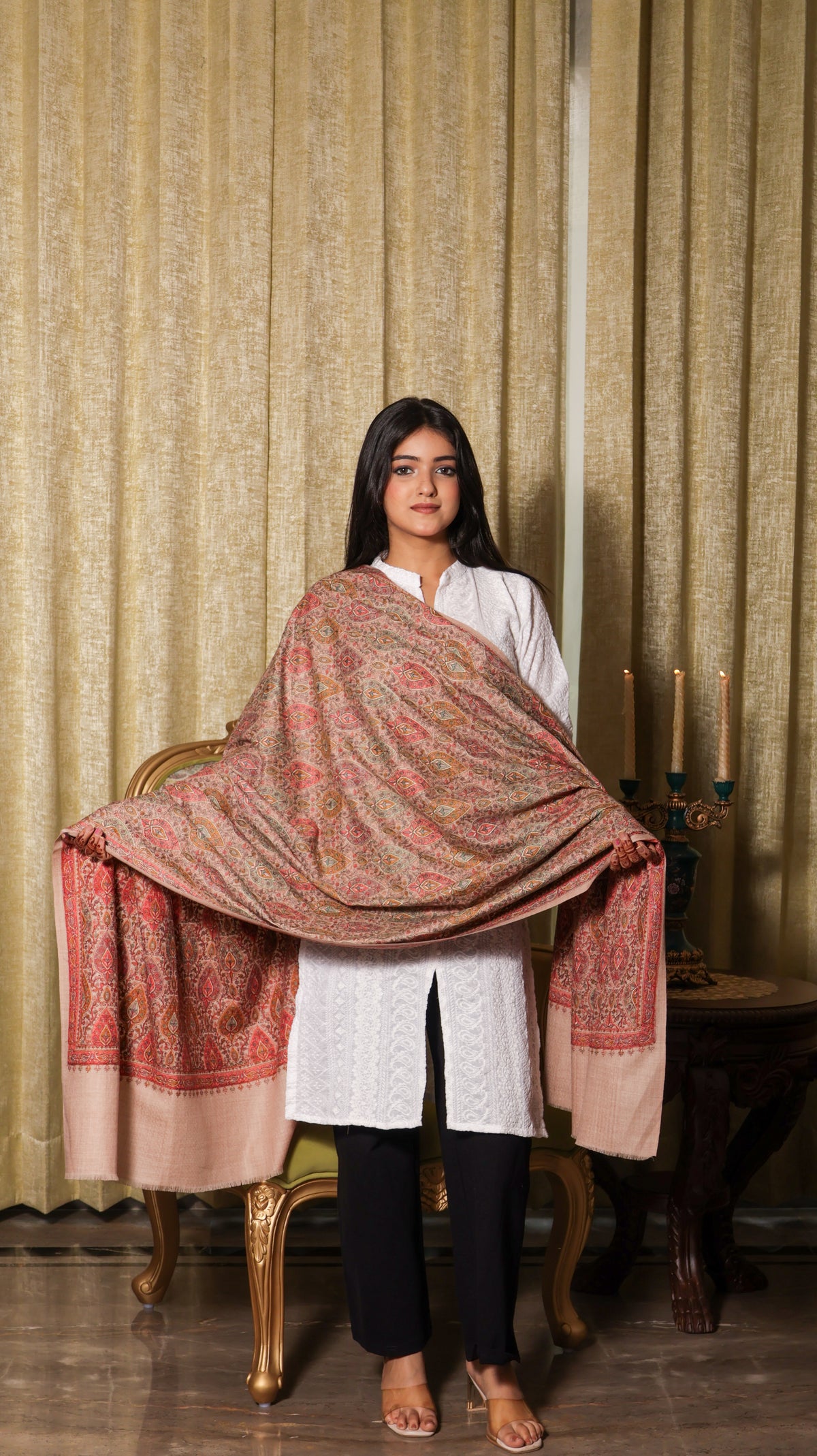 100% Finewool Sozni Embroidery Shawl