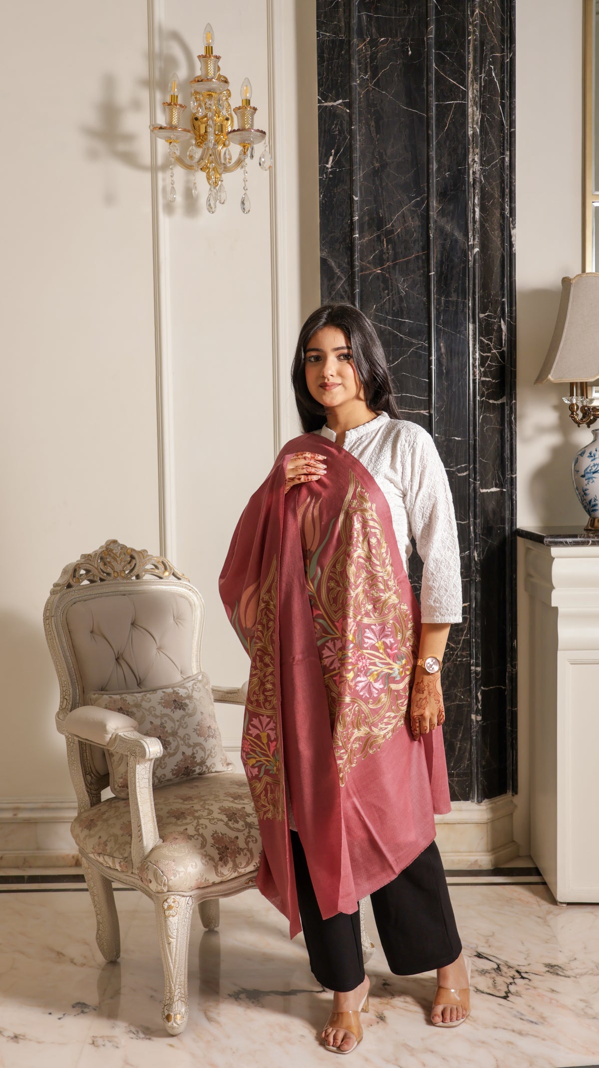 Pure Fine Wool Blush Reverie Corner Stole