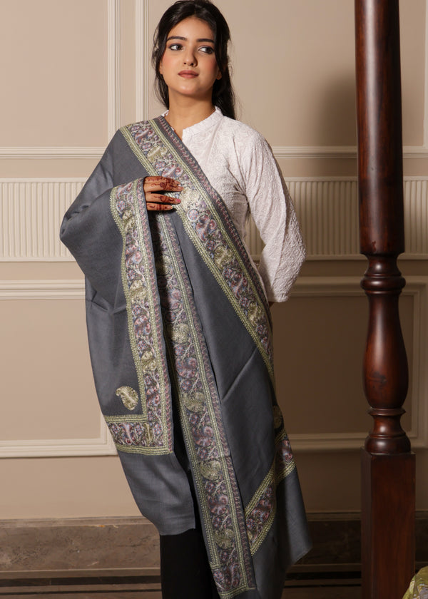Finewool Kashmiri Nalki Embroidery Stole