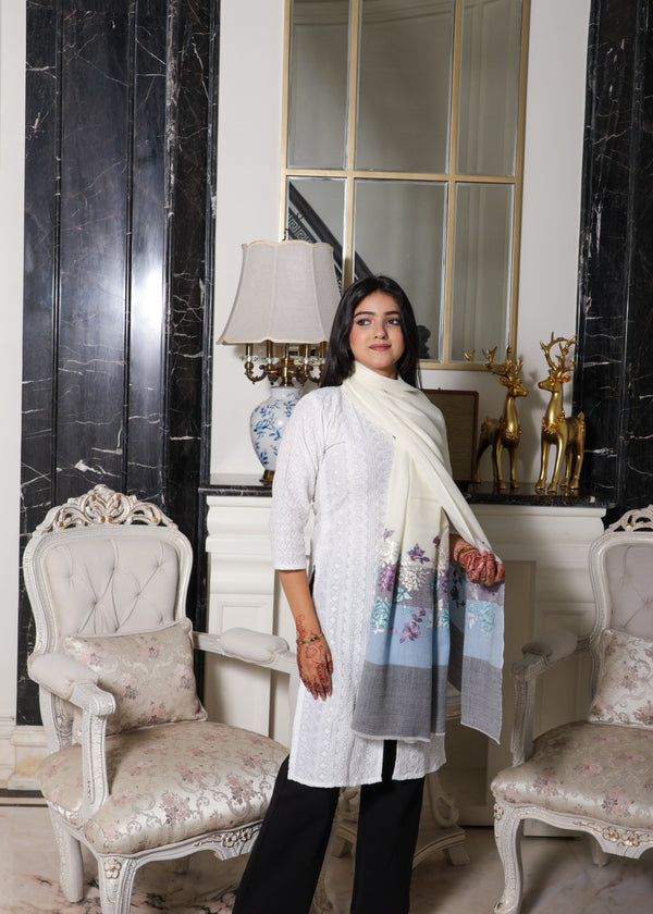 100% Pure Wool Weaved Nalki Embroidery Stole