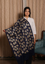 100% finewool Noir Golden Leaf Embroidery Stole