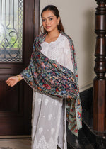 100% Wool Kalamkari Print Tie-Dye Nalki Embroidery Stole