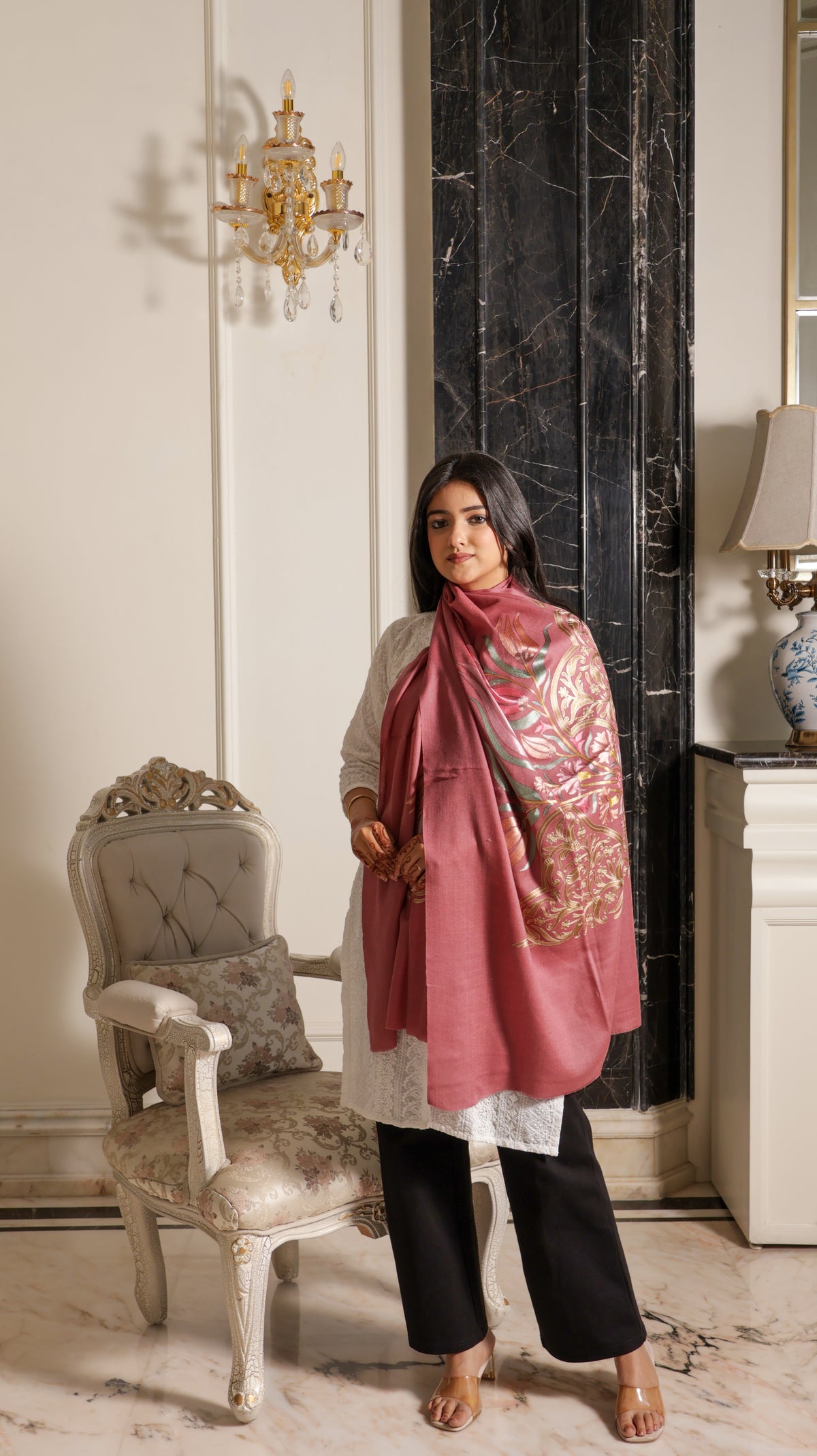 Pure Fine Wool Blush Reverie Corner Stole
