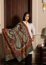 100% pure wool Kashmiri Kalamkari Embroidery Paisley stole