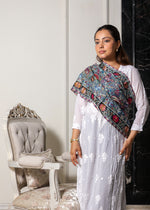 100% Wool Kalamkari Print Tie-Dye Nalki Embroidery Stole