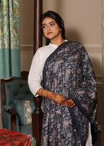 100% Pure wool 2 Leaf Floral jama Embroidery Stole
