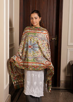 100% pure wool Print Kalamkari Hand embroidery Kashmiri Stole
