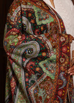 100% pure wool Kashmiri Kalamkari Embroidery Paisley stole