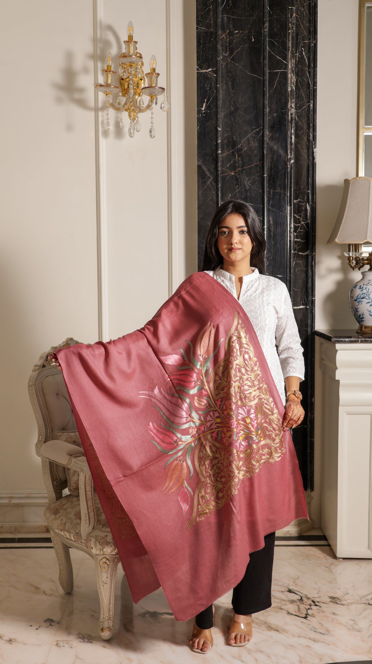Pure Fine Wool Blush Reverie Corner Stole