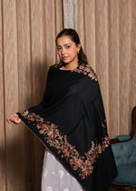100% Finewool Midnight Blossom Embroidery Stole