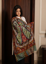 100% pure wool Kashmiri Kalamkari Embroidery Paisley stole