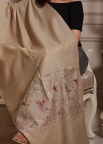 100% Pure Wool Nalki Embroidery Birds Stole