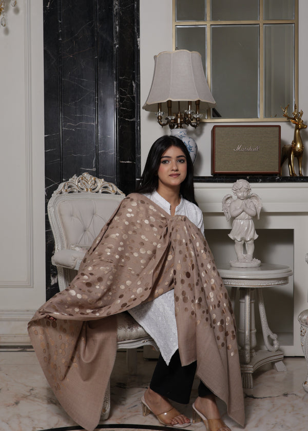 Pure Fine Wool Polka Dots Embroidery Stole