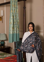 100% Pure wool 2 Leaf Floral jama Embroidery Stole