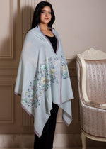 100% Pure Wool Side Kani Zari embroidery stole