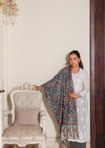100% Wool Kalamkari Print Tie-Dye Nalki Embroidery Stole