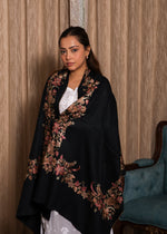 100% Finewool Midnight Blossom Embroidery Stole